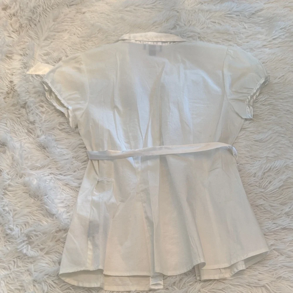 Max Studio Cream Button-Down Shirt with Sash - Picture 2 of 2